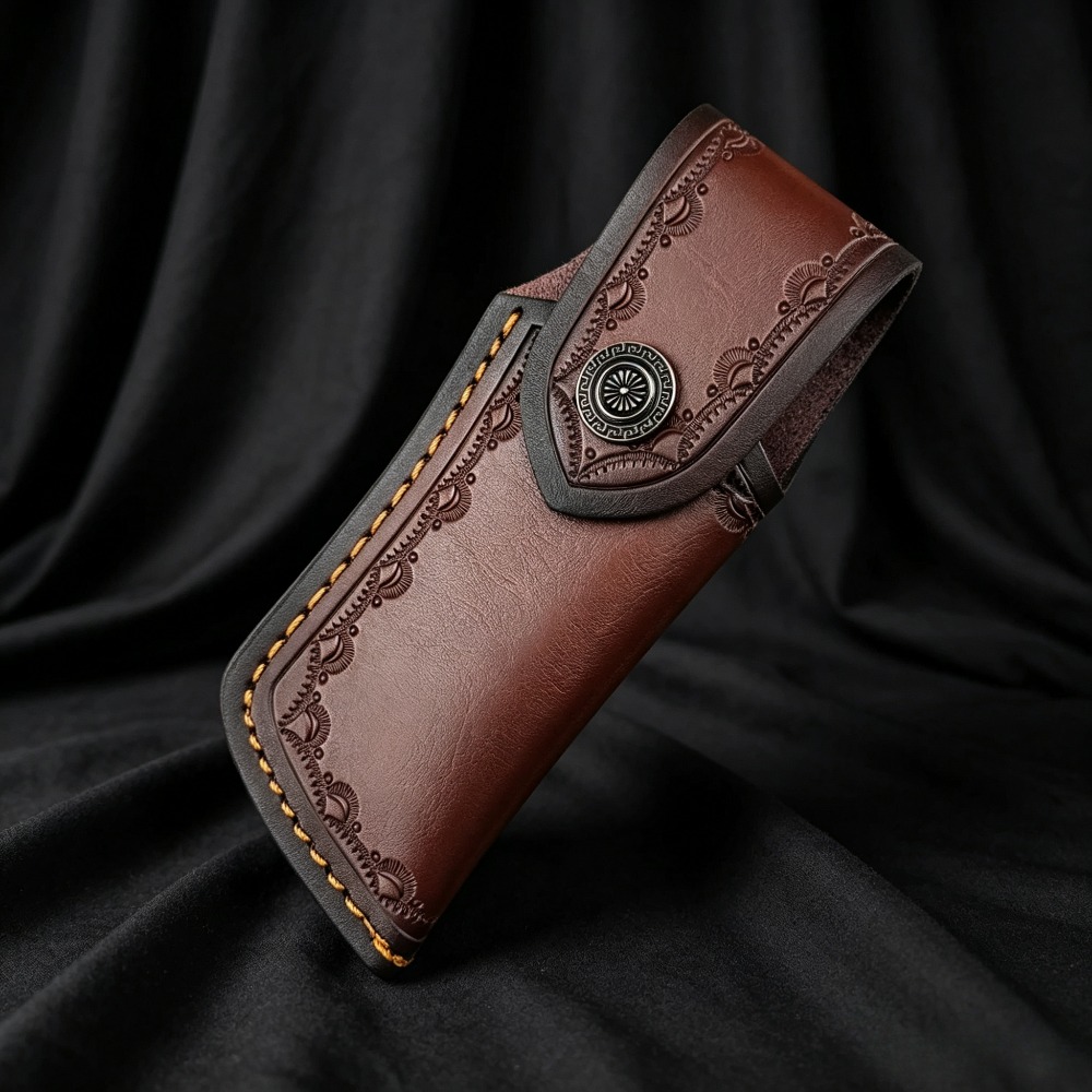 Leather Edc. Carry Pouch - Sarung Pisau Kulit Asli Embos Koleksi,