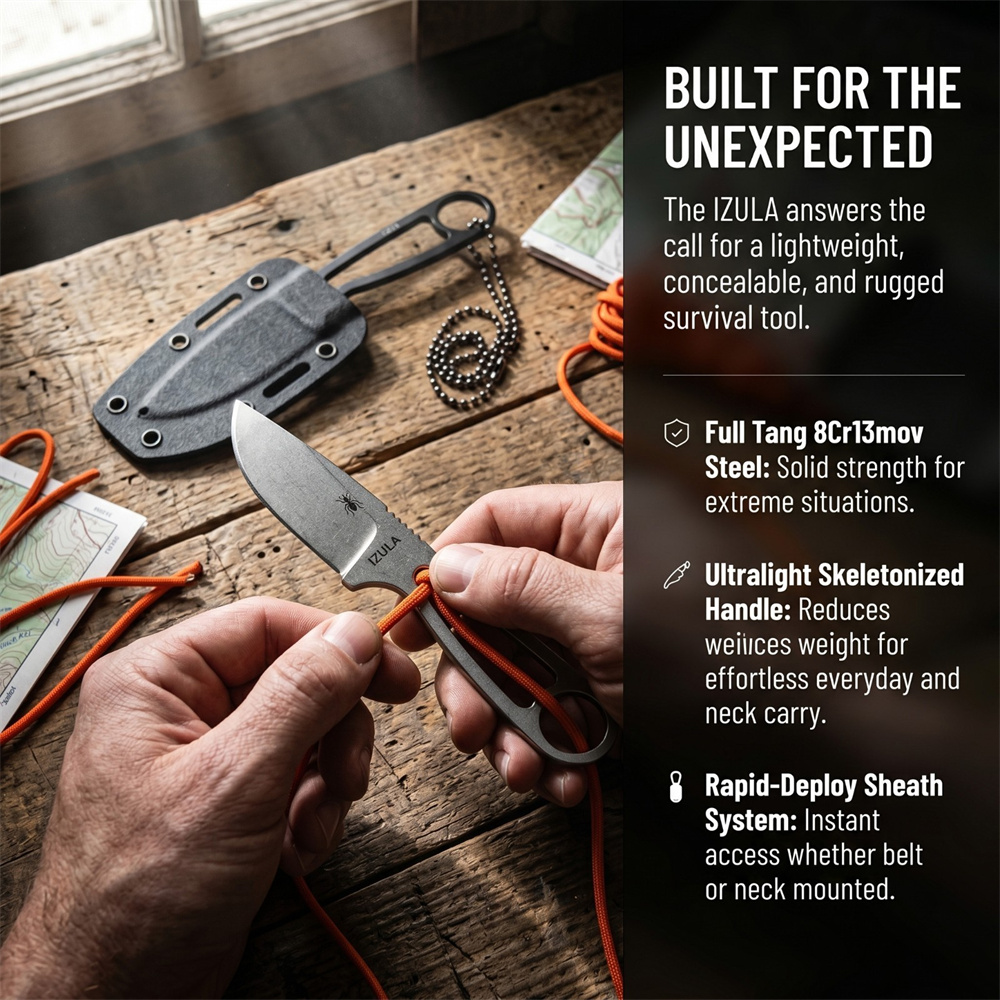Pisau Survival Bilah Tetap Ful - Edc Fixed Blade Deep Carry ulasan dan harga