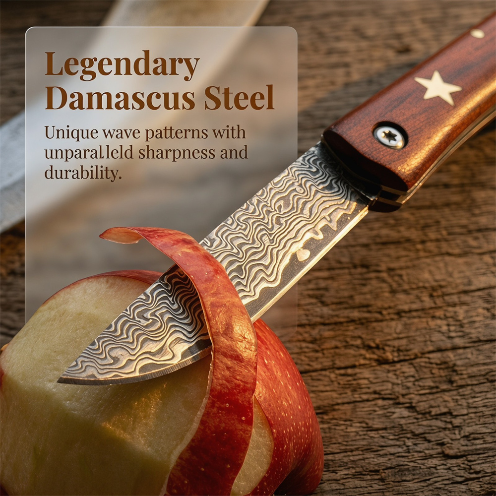 Pisau Lipat Damascus Survival  - Edc Fixed Blade Deep Carry ulasan dan harga